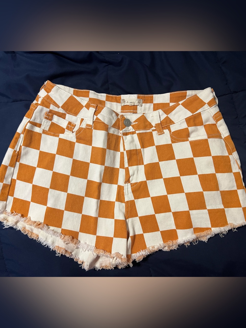 Altar'd State Orange and White Checkerboard Shorts